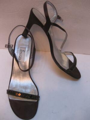 SALON Capri Formal Wedding Silk Shoes Open Toe strappy sandal 8 B