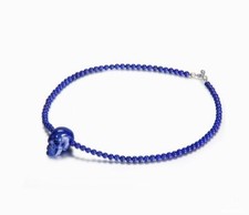 All Gemstone Lapis Lazuli Necklace- Lapis Lazuli Carved Crystal Skull with Lapis