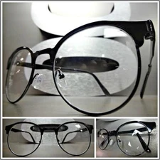 Men's CLASSIC VINTAGE RETRO Style Clear Lens EYE GLASSES Round Black Metal Frame