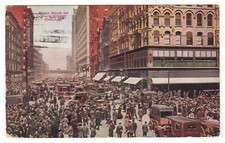 1911 CHICAGO ILLINOIS BUSY DOWNTOWN STATE STREET CAR WAGON VINTAGE POSTCARD IL !