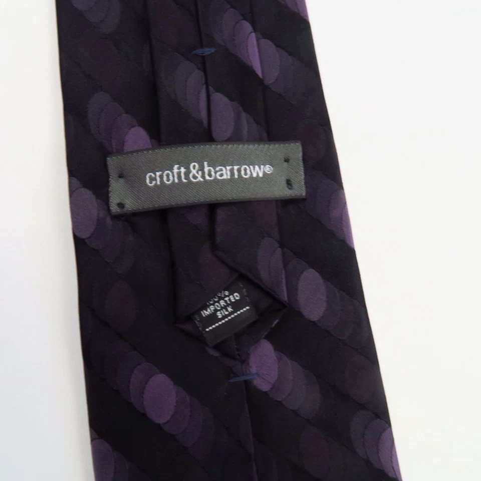 Gravata masculina Croft & Barrow listrada geométrica oval roxa 100% seda 57x4 - Imagem 3 de 4