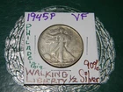 1945 P Walking Liberty 90% Silver Half Dollar - 90% Silver - VF/XF