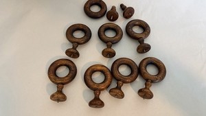 ANTIQUE VINTAGE LOT OF WOOD SHOWER CURTAIN BRACKETS TOWEL HOLDERS
