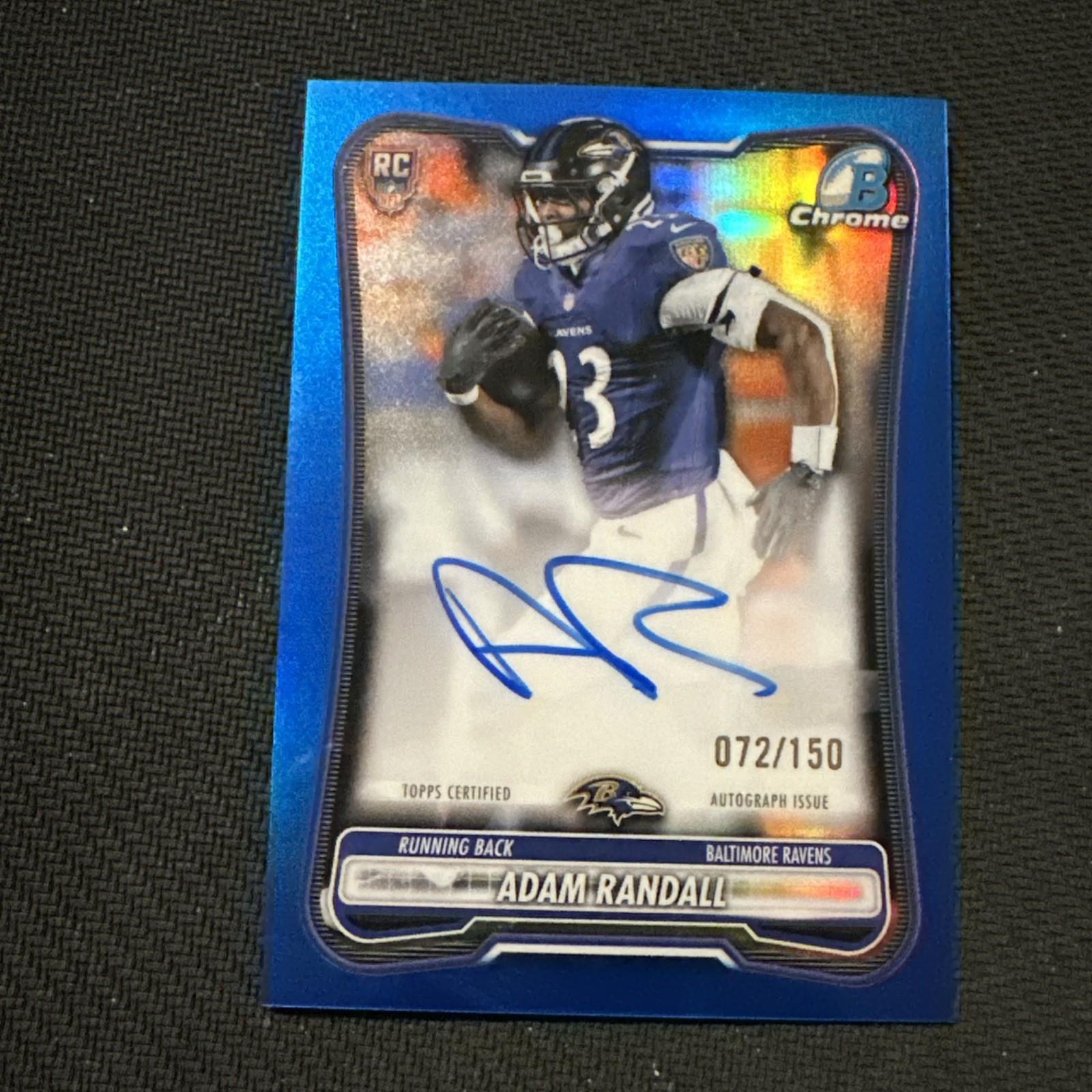 Adam Randall 2026 Bowman Chrome Auto Autograph RC /150 Baltimore Ravens