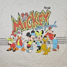 Vintage 90s Disney Mickey  Friends Florida Shirt Men XL Gray USA Single Stitch