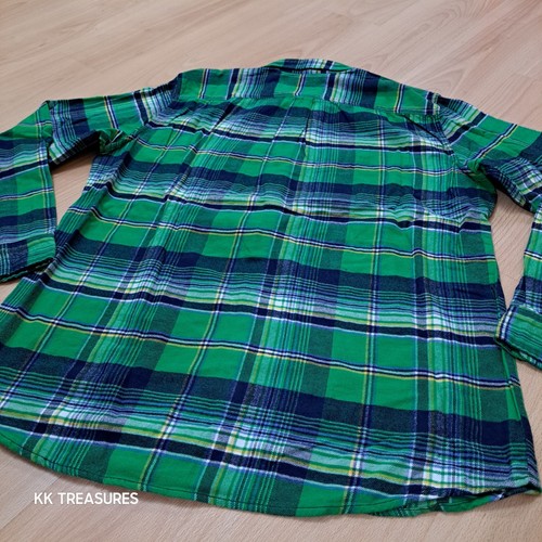 Gap Soft Brushed Flannel Shirt Green Yellow Plaid Check Long Sleeve Mens XL - Picture 9 of 12