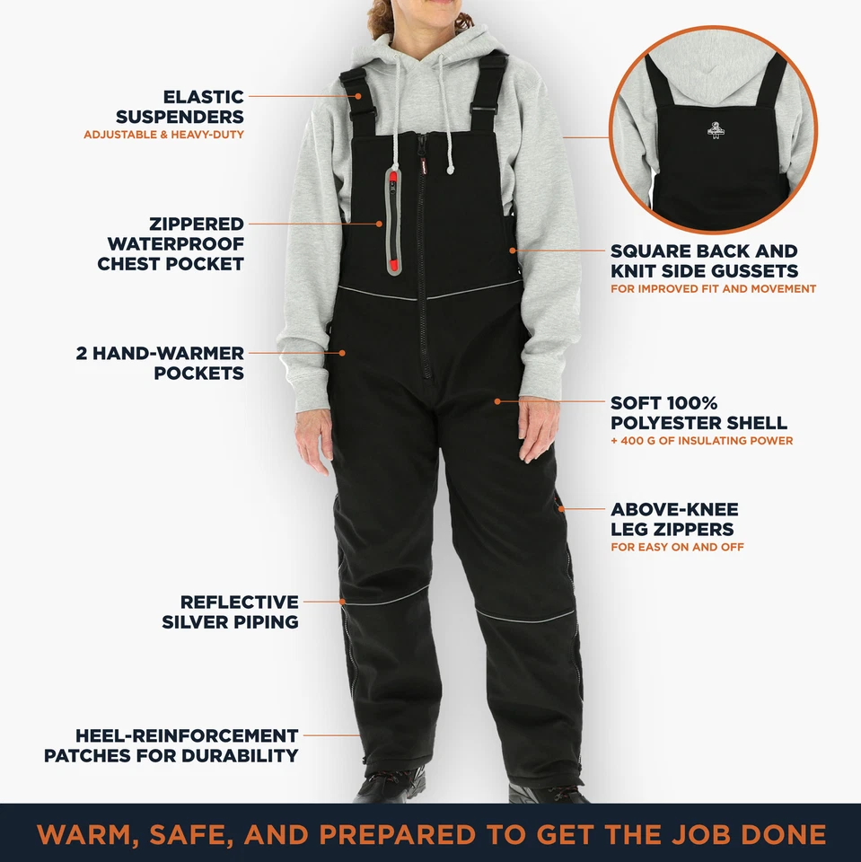 RefrigiWear Women's Insulated Softshell Bib Overalls - Warm, Durable Cold - Image 3 of 4