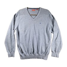 IZOD Blue V-Neck Cotton Knit Pullover Sweater classic preppy Men's Large 146-5