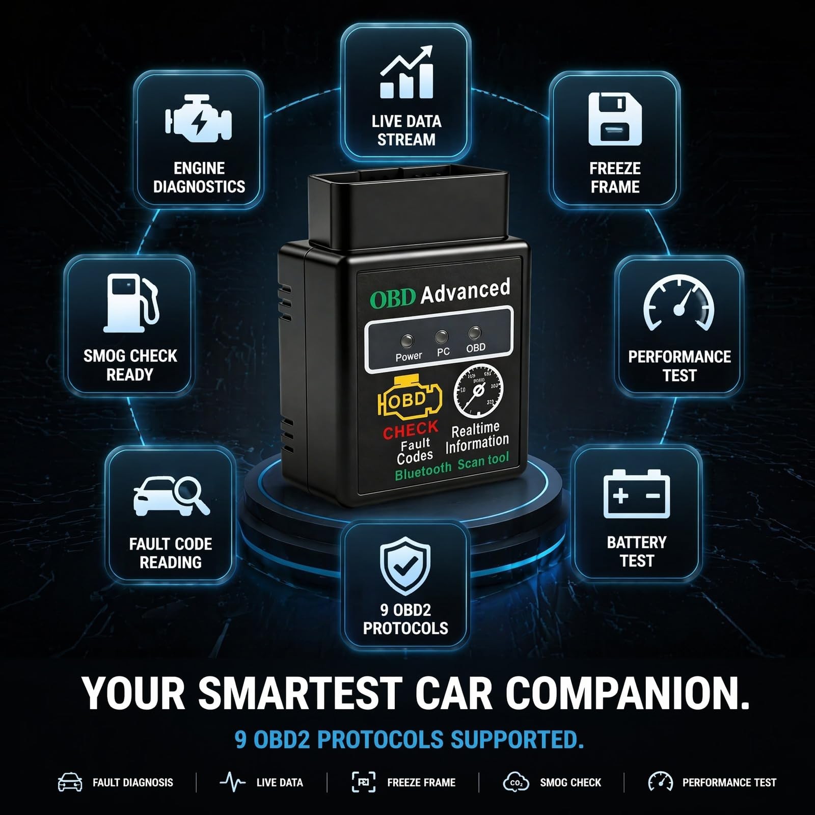 Scanner OBD2 Bluetooth Diagnosi Auto Benzina Diesel iOS Android - Miniatura 7