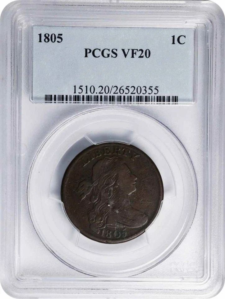 Rare 1805 Draped Bust Design Large Cent PCGS Very Fine 20 - Image 4 of 4