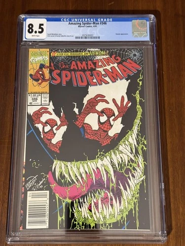 Amazing Spider-Man #346 CGC 8.5 White Pages Venom Marvel 1991 Erik Larsen Cover