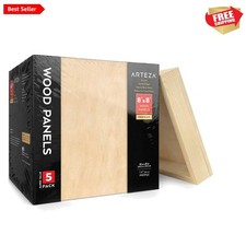Pack of 5 8x8 Birch Wood Canvas Boards - Perfect for Painting & Art Techniques