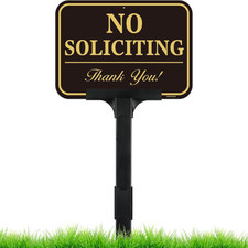 No Soliciting Sign for House with Adjustable Height Stake Set-14x10 Inch/42 Inch