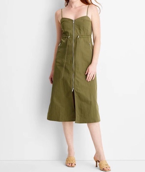 green zip front dress The Get Moving Zip Front Dress
