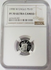 1998 W PLATINUM $10 AMERICAN EAGLE 1/10oz STATUE OF LIBERTY NGC PF 70 UC 4345.00 per troy oz