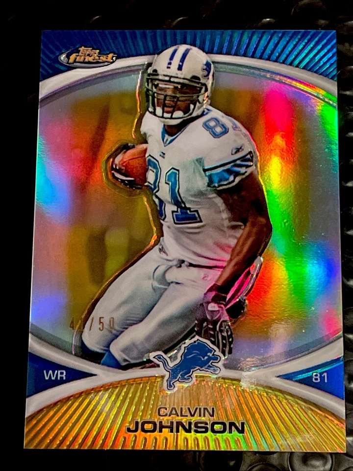 2010 CALVIN JOHNSON TOPPS FINEST GOLD REFRACTOR #/50 INSERT SP LIONS 🦁 HOF !! - Image 2 of 4