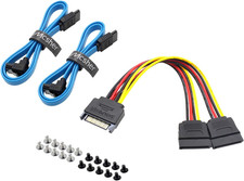 20" Inch 6Gbps SATA 3 Data Cable SATA Power Splitter Cord Mounting Screws Set/Hd