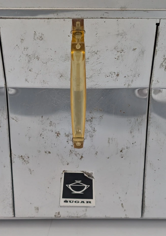 Juego de botes de cocina vintage de acero cromado harina té azúcar café EE. UU. Foto 2 de 4