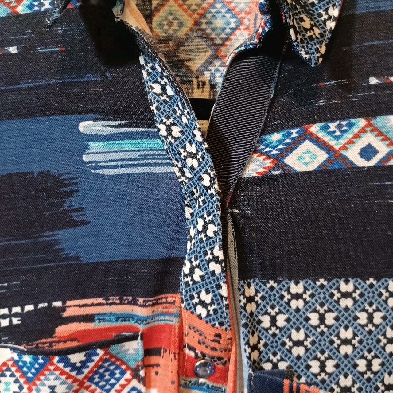 Venti Medium Abstract Patchwork Print Blouse Roll… - image 5