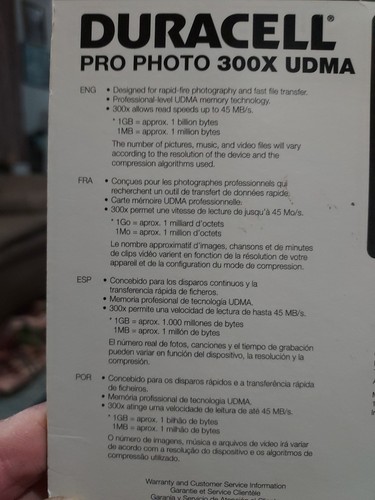 DURACELL PRO PHOTO 300X UDMA 32GB - Picture 3 of 3
