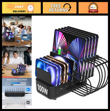 10-Port USB Charging Station, 100W Fast Charger for Phone, Tablet, Kindle  More