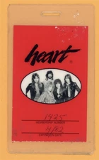 Heart 1982 Tour All Access Laminated Backstage Pass
