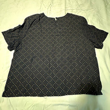 Vintage Katie Brooke Black Gold Metallic Dot Blouse Womens Size Large USA Made