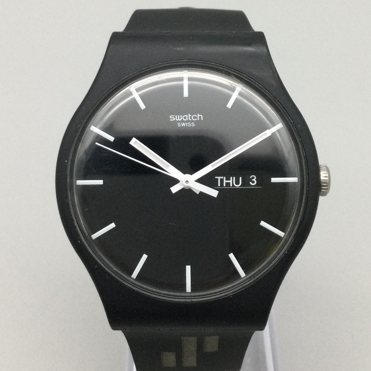 Swatch Mens Watch 41mm Mono Black Day Date Swiss SO29B704 New