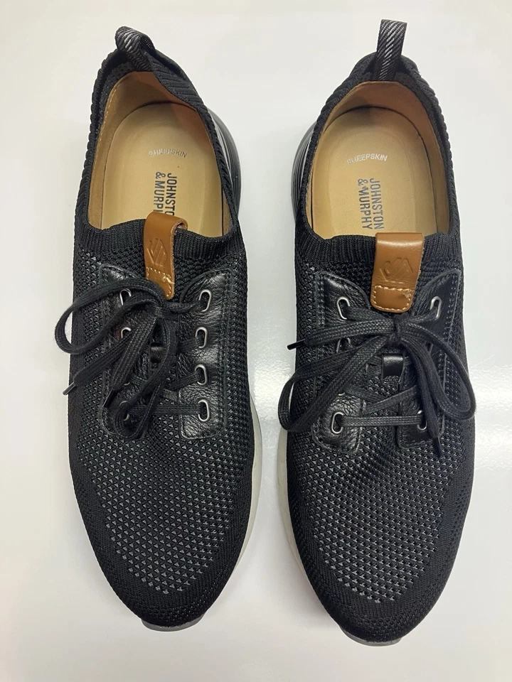 Johnson and Murphy Men’s Amherst Knit Sneakers Size 13 Black + White - Image 2 of 4