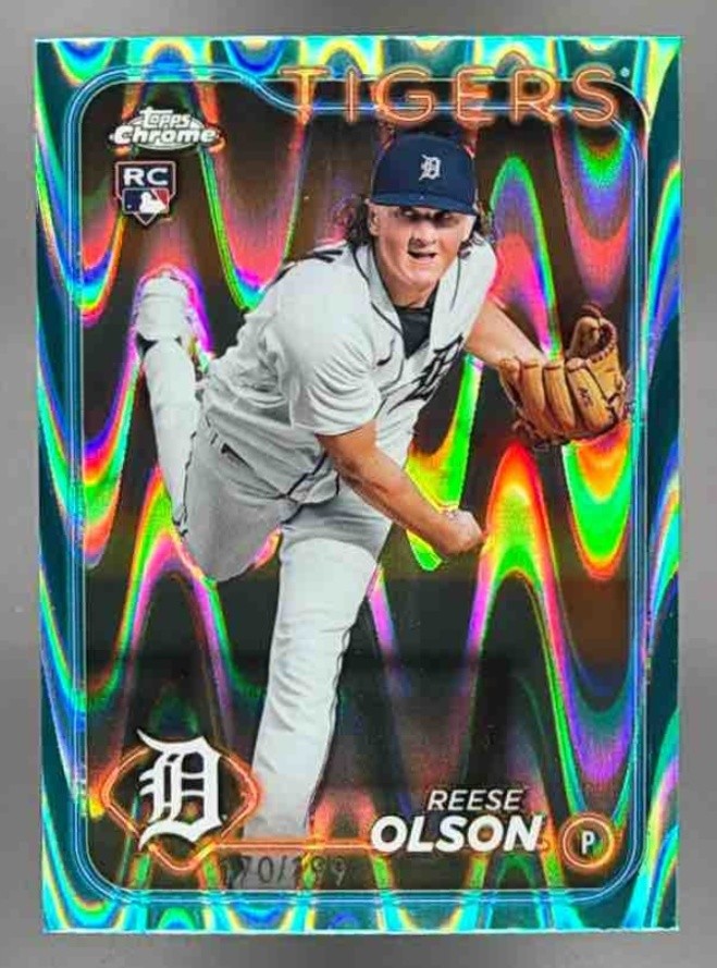 2024 Topps Chrome Reese Olson Aqua Raywave Refractor /199 #40 RC Tigers