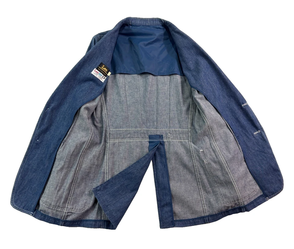 De Colección Años 70 LEE Denim 38L Blazer Chaqueta Deporte Traje Abrigo Hecho en EE. UU. Algodón Retro Disco Foto 4 de 4