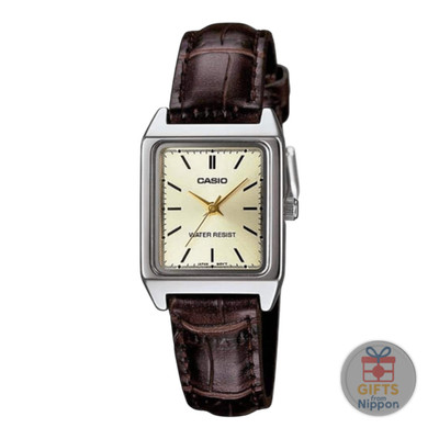 Casio LTP-V007L-9E Women's Quartz Watch Champagne Gold Brown Leather Strap