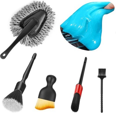 Car Interior Duster Detail Brush Cleaning Gel Kit Soft Dash Vent Dust Slime