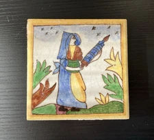 Antique AETCO American Faience European Style Art Tile, Spinner