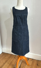 Toast Denim Pinafore Dress Neat Fit 10 Knee Length Dark Indigo