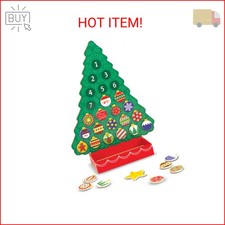 Melissa  Doug Countdown to Christmas Wooden Advent Calendar - Magnetic Tree, 25
