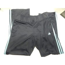 Adidas Womens Athletic pants 3 stripe Black Blue LARGE