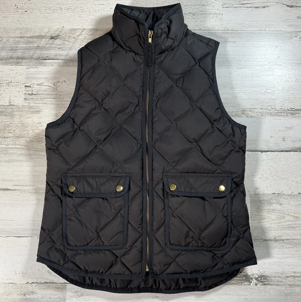 J. Crew Women s Excursion Quilted Down Puffer Vest Black Size Small 02725