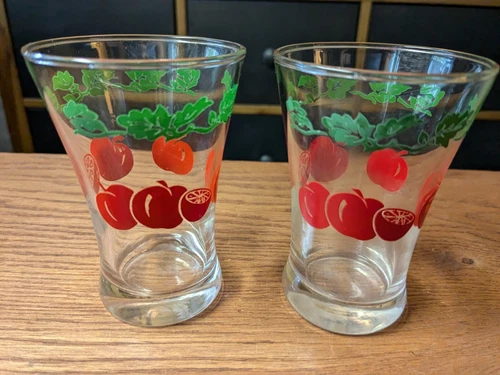2 Vintage Bloody Mary Tomato Juice Cocktail Bar Shot Glasses  4 Ounce 