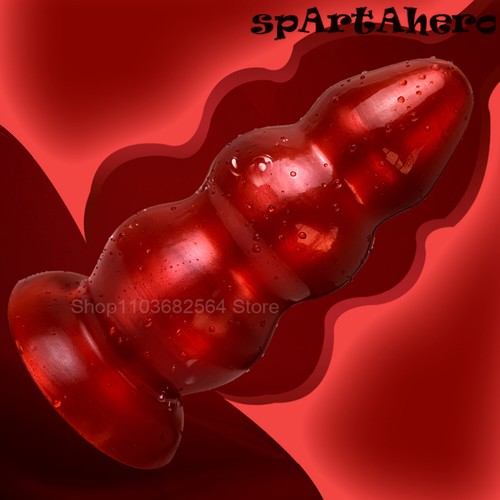 Red Huge Pull Bead Anal Plug Dildo Big Ass ButtPlug Suction Cup Anal Sex Toys - Picture 14 of 30