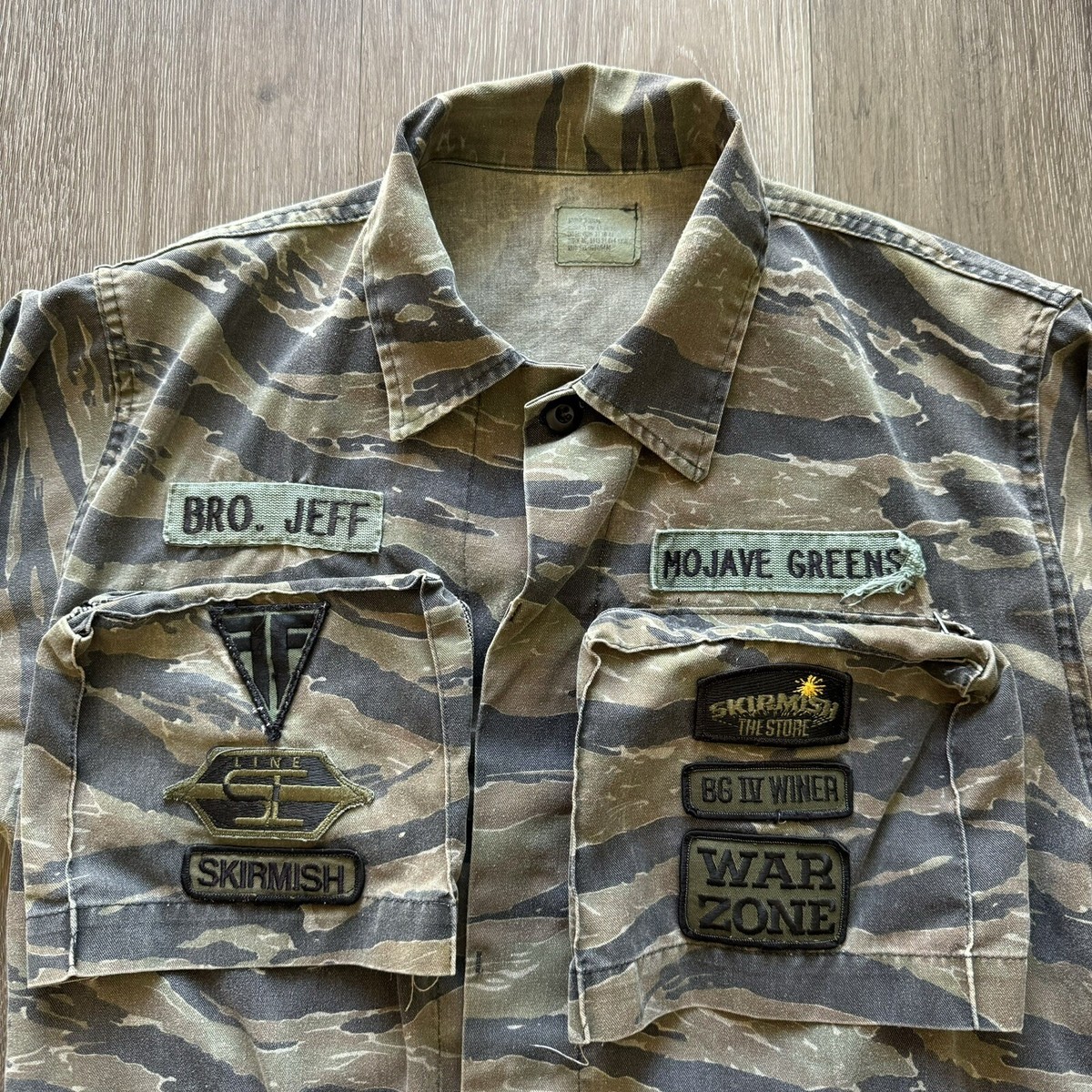 Vintage 80s Tiger Stripe Jungle US Military Combat Shirt