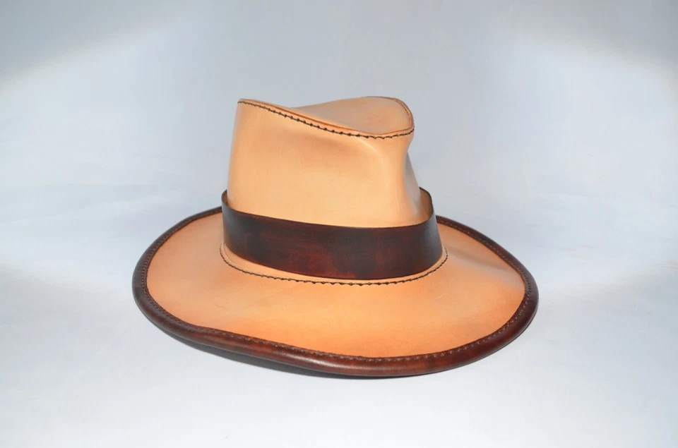 Indianna jones estilo vegetal curtido cuero sombrero 57-58cm Foto 4 de 4