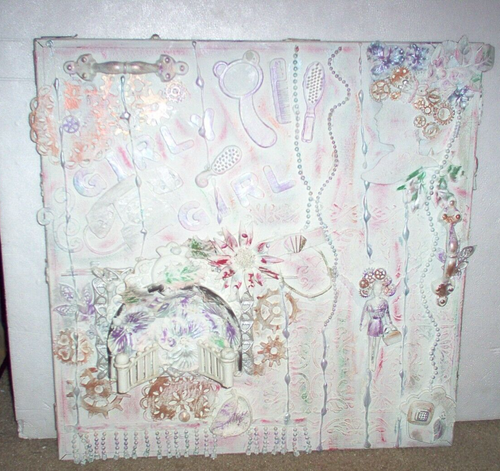 New Steampunk/altered art wall hanging, "girly girl - Picture 3 of 12