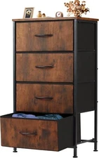HOMEFLA Dresser for Bedroom with 4 Drawers Skinny Fabric Storage Tower Organizer