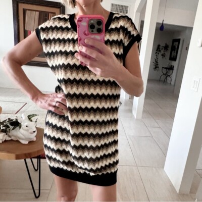 Trina Turk Zigzag Knit Mini Sweater Dress Size M | eBay