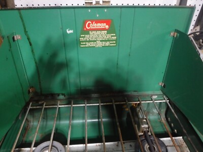 Vintage 1970s Coleman Cooking Stove- 413c Two Burner Green 