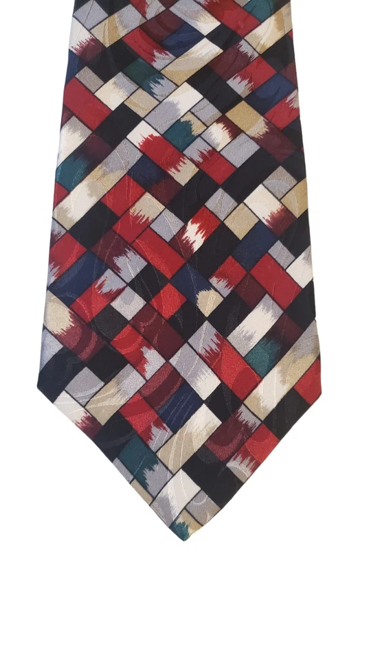 Corbata de lujo 100 % seda cuadrada multicolor nueva con etiquetas Monterey Bay de J. Blades & Co. Foto 2 de 4