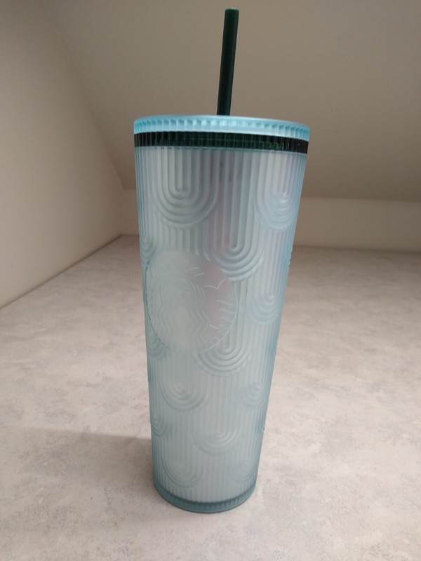 NEW Starbucks Coffee Spring 2024 Soft Touch Green Scales Tumbler Cup Drink 24oz
