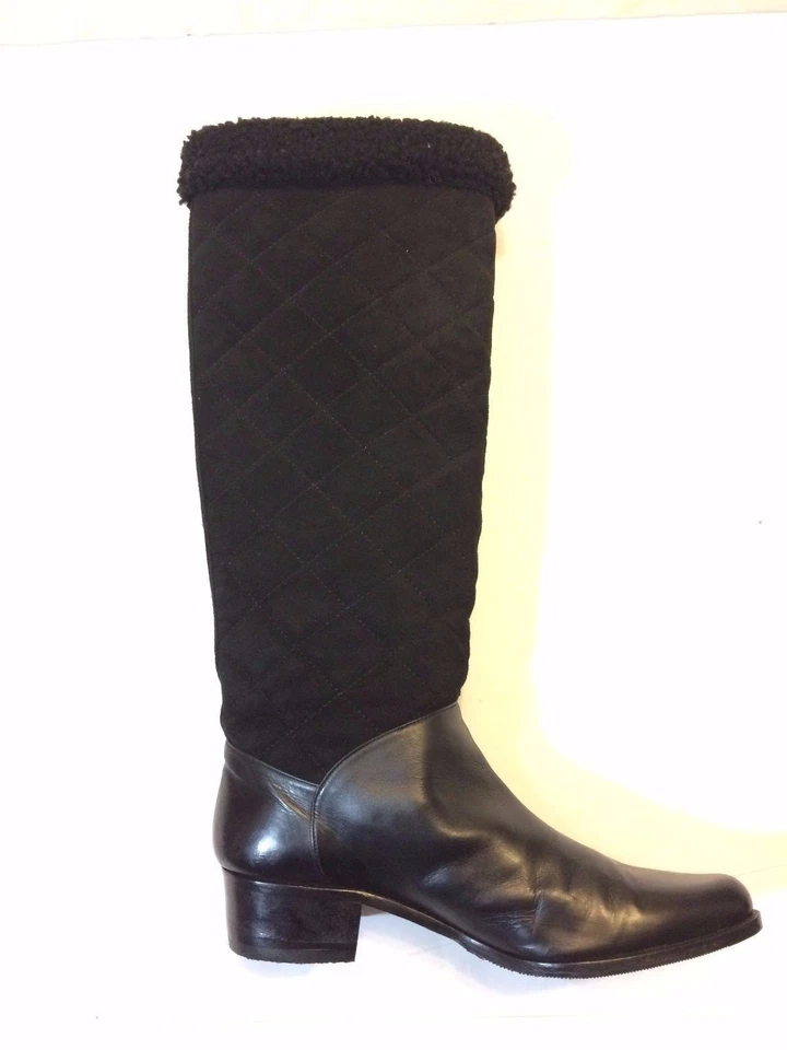 Botas de invierno Te Casan NY altas acolchadas de piel negras gamuza/cuero talla 36 EE. UU. talla 6 Foto 2 de 4