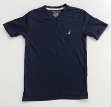 Nautica Shirt Youth Boys Sz LG 14/16 Blue Tee Short Sleeve V-Neck Top Casual Boy